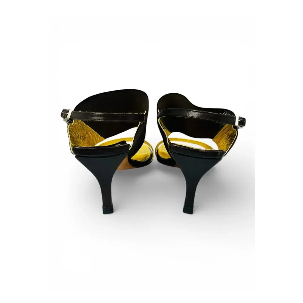Chanel Vintage Gold Cap Toe Slingback Heels 38 Karl Lagerfeld 1999